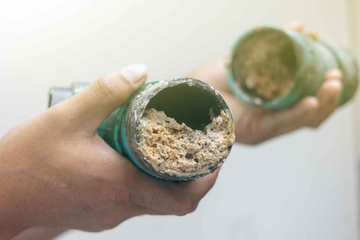 A pipe clogged or sewer with thick fats, oil and grease